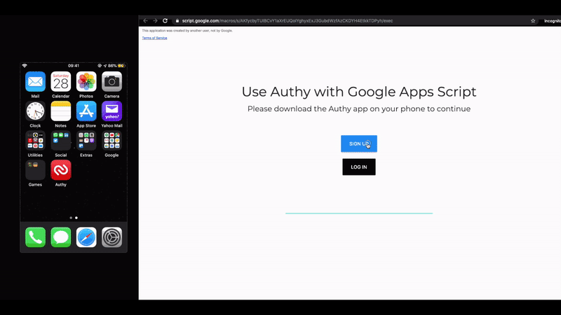 Authy push notifications on Google Apps Script