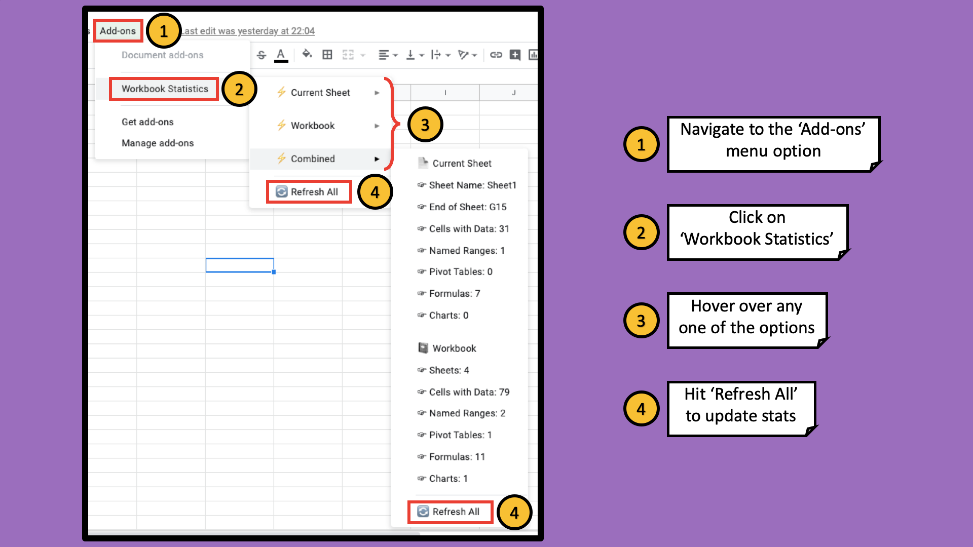 Workbook Statistics Add0on usage