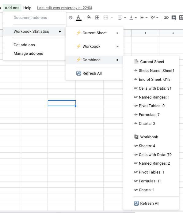 workbook statistics