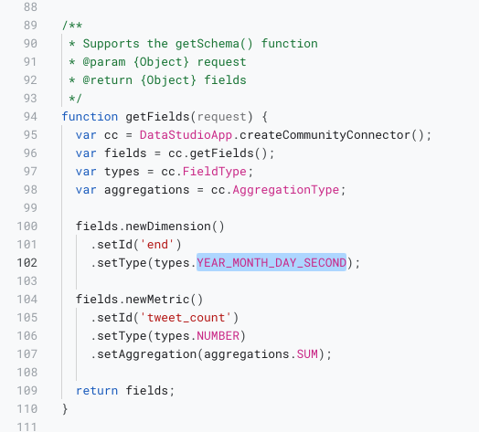 Connecting 'Tweet counts' API to Data Studio using a Community Connector