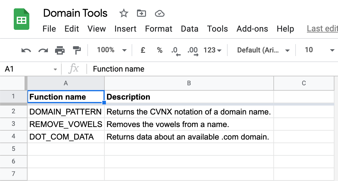 Google Sheets Custom Functions